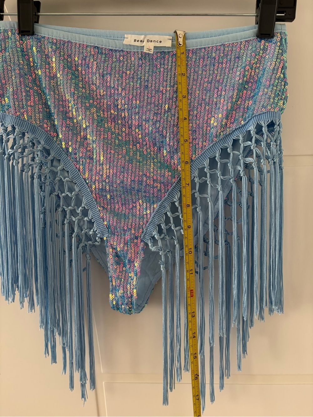 Small Iridescent Sequin Fringe Bottoms Y2K Festival Rave Disco Mermaid - Picture 4 of 10